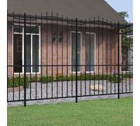 Garden fence Black Powder-coated Steel 240x215cm Arched Spear Top Panel InclKit