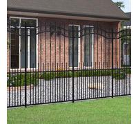 Garden fence Black Powder-Coated Steel 240x228cm Arched Spear Top Panel Secure