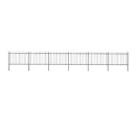 Garden Fence Black Powder-Coated Steel 340 x 110 cm Hoop-Top 2pcs Panels 3 Posts