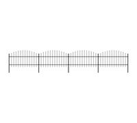 Garden Fence Black Steel 1-1.25m x 6.8m 4 Panels 5 Posts Spear Top HeavyDutyPro
