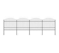 Garden Fence Black Steel 1.5-1.75m x 6.8m Spear Top 4 Panels 5 Posts Heavy Duty