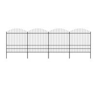Garden Fence Black Steel 1.75-2m x 6.8m Spear Top 4 Panels 5 Posts Heavy Duty HD