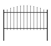 Garden Fence Black Steel 11.90m 7 Panels 8 Posts Heavy-Duty Spear Top 1.25-1.5m