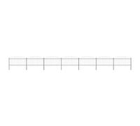 Garden Fence Black Steel 11.9m (7 Panels) 1248x150cm Spear Top 8 Posts SecureHD