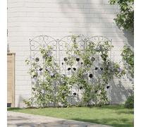 Garden Fence Black Steel 110.5x42.5cm 3pc Weatherproof Trellis Panel Set Durable