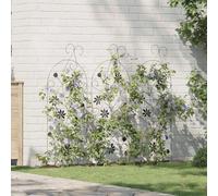 Garden fence black steel 112x39.5cm 3pc set outdoor trellis panel with lock HD