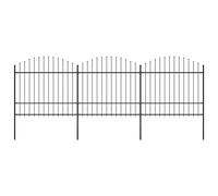 Garden Fence Black Steel 5.1m x 1.5-1.75m Spear Top 3 Panels 4 Posts Heavy-Duty