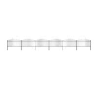 Garden Fence Black Steel Spear Top 1.25-1.5m x 10.2m 6 Panels 7 Posts Heavy-Duty