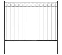 Garden Fence Decorative Circle-Top Privacy Panel 170x150cm Black Powder-Coated.