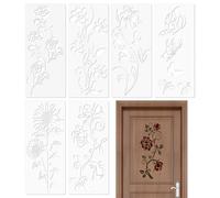 Garden Fence Flower Stencils, 6 Pieces Reusable Flower Stencil - Spray Paint Craft Stencils for Painting on Wood Canvas Garden Fence, Wall Art