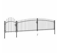 Vidaxl Garden Fence Gate With Spear Top 5X1.75 M Black Fence Gates