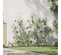 Garden Fence Green Steel 112x39.5cm 3pcs Weather Resistant Climbing Trellis Pack