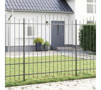 Garden Fence Grey 170 x 215 cm Powder-Coated Steel 2 pcs Outdoor Durable Package