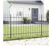 Garden Fence Grey Powder-Coated Steel 10.2x0.8m 6pcs Weatherproof Heavy-Duty