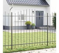 Garden Fence Grey Powder-Coated Steel 170 x 165 cm Outdoor 2pc Durable Rustproof
