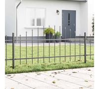 Garden Fence Grey Powder-Coated Steel 510 x 75 cm Durable Outdoor Panel Strong.