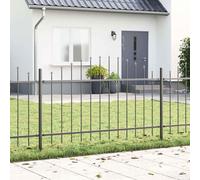 Garden Fence Grey Powder-Coated Steel 680 x 100 cm Modern Outdoor Durable Panel
