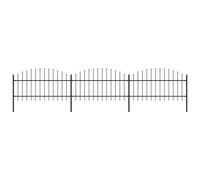 Garden Fence Heavy Steel 5.1m x 1.0-1.25m Black Spear Top 3 Panels 4 Posts