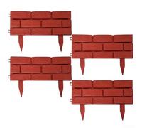 Garden Fence Kit of 4 Panels for Lawn Boundary and Decoration, Connectable and Easy to Disassemble, Made with Reliable PP Material (Red)