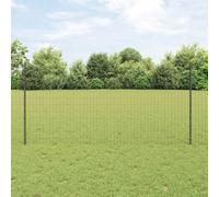 Garden Fence Mesh Roll,Fence with Posts Grey 1.2 x 25 m Steel for Chicken Coop, Poultry Netting, Plant Support and Dog Barrier