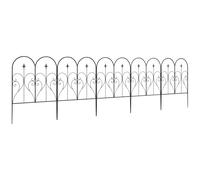 Garden Fence Metal Black 305x81cm Decorative Heart Scrollwork 5pcs Border Edging