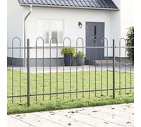 Garden Fence Panel 11.9x1.2m Grey Powder-Coated Steel 7pc Outdoor Decorative Set