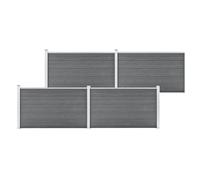 Garden Fence Panel 180x105cm Grey WPC Wood-Plastic Composite Aluminium Top Plus
