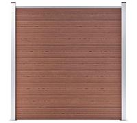 Garden Fence Panel 180x186cm Brown WPC Composite with Aluminium Top Bar& 2 Posts