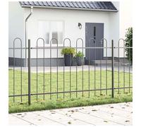 Garden Fence Panel 3pcs Grey Powder-Coated Steel 5.1x0.8m Durable Outdoor Heavy