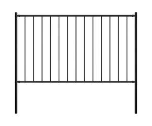 Garden Fence Panel Black 170x125cm Powder-Coated Steel Weatherproof with Posts.