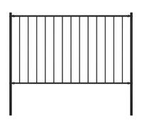 Garden fence panel Black Powder-Coated Steel 1.7x0.75 m Posts & Fixings Set