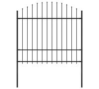 Garden Fence Panel Black Steel 170cm H x 1.7m L Spear Top Privacy 2 Post Kit Std