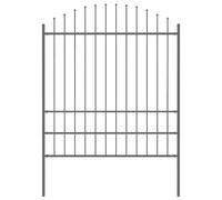 Garden Fence Panel Black Steel 170x250cm Spear Top incl 2 Posts Easy Fit 2-Mount