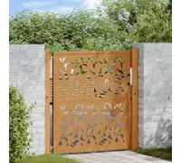 Garden Fence Panel Border Fencing,Garden Gate 105x105 cm Weathering Steel Leaf Design,for Dogs,Flower Bed,Patio,Easy to Assemble