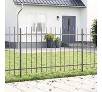 Garden fence panel Grey powder-coated steel 340 x 3.4 x 130 cms 2pcs heavy-duty