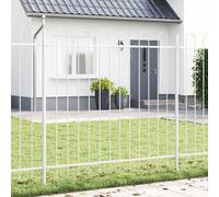 Garden Fence Panel Grey Powder-Coated Steel 510 x 3.4 x 110 cm 3 pcs Durable Set