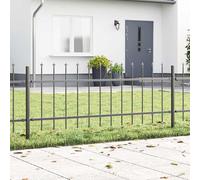 Garden Fence Panel Grey Powder-Coated Steel 850x3.4x110cm Durable DIY Easy 5pcs