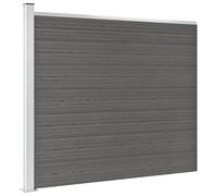 Garden Fence Panel Grey WPC 175x146cm Privacy Modular Aluminium Top InclPostBase