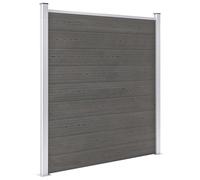 Garden Fence Panel Grey WPC 180x186cm Privacy Screen with Aluminium Top Durable