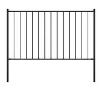 Garden Fence Panel Powder-Coated Steel Black 1.7x0.75m with Posts Ideal Durable
