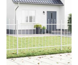 Garden fence panel White powder-coated steel 340x80x130cm 2pcs durable XL garden
