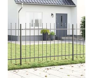 Garden fence panels Grey powder-coated steel 6.8x1.5m 4pcs durable outdoor fence