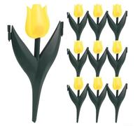 Garden Fence Panels in Tulip Shape, 12pcs for Decorative Edging and Outlining Pathways (yellow flowers)
