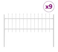 vidaXL Garden Fence Set of 9 White Metal Large Durable, White