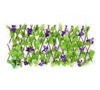 Garden Fence Screening | Artificial Ivy Fence Screening | Expandable Garden Fence Screening with Artificial Ivy and Violet Flower Privacy Hedge