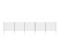 Garden Fence Set 5 Panels 6 Posts Green Powder-Coated Steel 77.3x14-26cm Outdoor