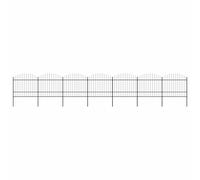 Garden Fence Black Steel 1-1.25m x 11.9m Spear Top 7 Panels 8 Posts Heavy-DutyHD