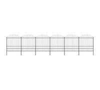 Garden Fence Black Steel Spear Top 1.25-1.5m x 10.2m 6 Panels 7 Posts Heavy-Duty