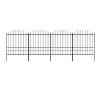 Garden Fence Steel Black 1.25-1.5m x 6.8m Spear Top 4 Panels 5 Posts Heavy-Duty