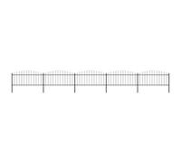 Garden Fence Black Steel 1.25-1.5m x 8.5m Spear Top 5 Panels 6 Posts Heavy-Duty